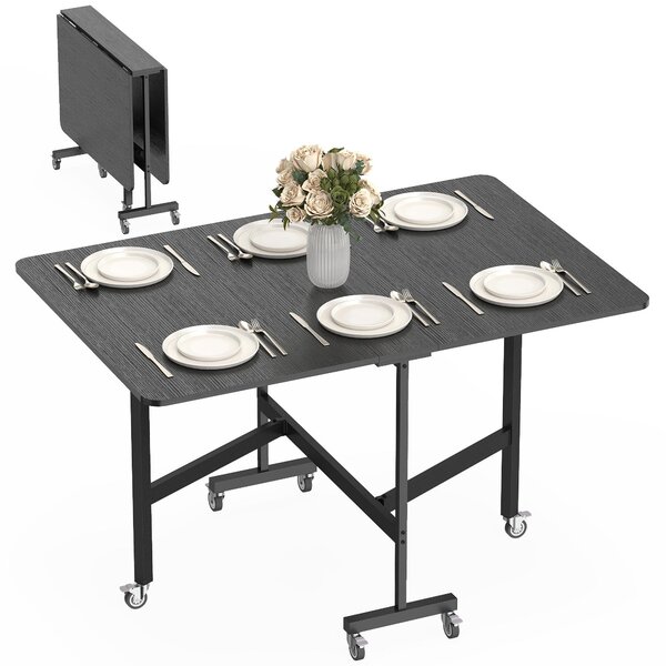 HOMCOM Tavolo da pranzo pieghevole da cucina per 4-6 persone con 6 rotelle e freni