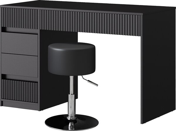 Tavolino da toeletta Vicco Omira Nero 120 cm senza specchio, con sgabello, Model 50581