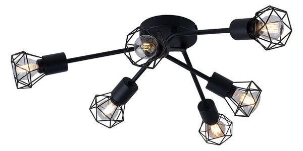 Lampada da soffitto a LED RGB, design a gabbia, nera, rotonda, diametro 63 cm