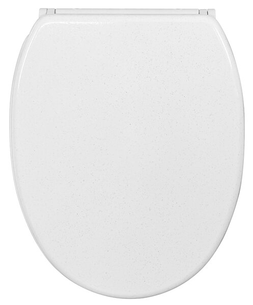 Sedile WC SANILO® con chiusura ammortizzata e chiusura rapida, bianco glitterato, coperchio WC direttamente dal produttore, coperchio per WC, sedile WC, coperchio per WC