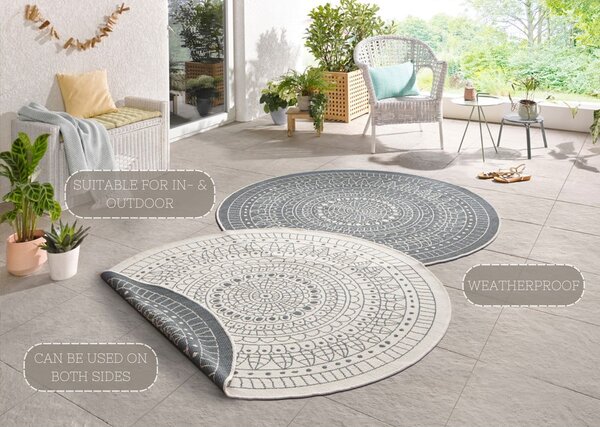 Tappeto da esterno grigio e crema , ⌀ 140 cm Porto - NORTHRUGS