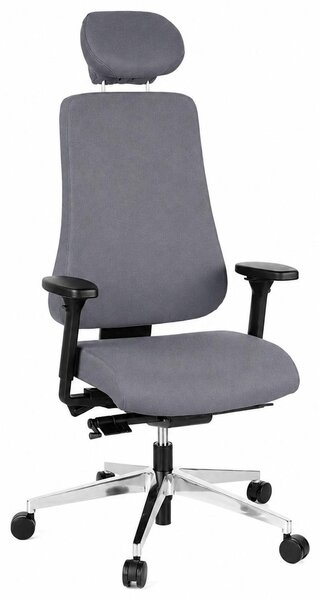 Sedia da ufficio / Poltrona direzionale Pro-Tec 400 in tessuto antracite con struttura in alluminio lucido