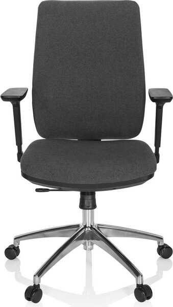 Hjh OFFICE sedia professionale per ufficio INTEGRIO I Sedia da scrivania ergonomica con braccioli (regolabile in altezza) in tessuto grigio scuro Sedia girevole per ufficio, casa