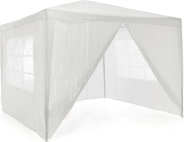 Gazebo VCM | dimensioni circa 3x3 m | telone PE idrorepellente 110g / m² | tenda per feste | tenda da giardino con 4 pannelli laterali | bianco