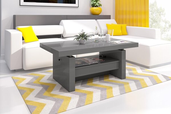 Tavolino di design Aversa H-111 con cassetto estraibile e regolabile in altezza, tavolo da pranzo