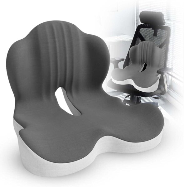 Cuscino da seduta, in memory foam, con supporto lombare, grande, per sedia da ufficio