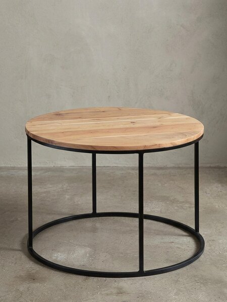 Tavolino in legno naturale, struttura stabile, ripiano rotondo, portata 50 kg. 60x60x43 cm | Kadima Design