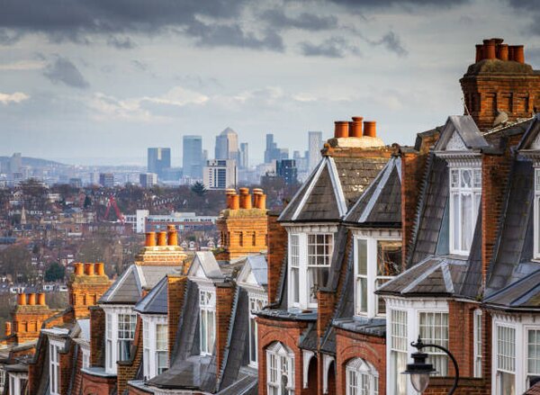 Fotografia artistica View across city of London from Muswell Hill, coldsnowstorm, (40 x 30 cm)
