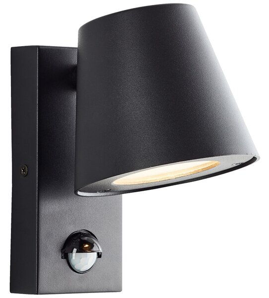 Lampada da parete per esterni con rilevatore di movimento, GU10, metallo/plastica, nero