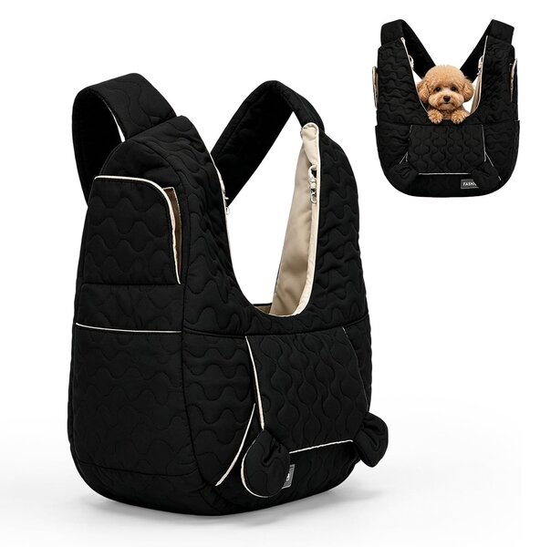 Borsa da trasporto per cani, adatta a cani di piccola taglia fino a 7 kg, colore nero