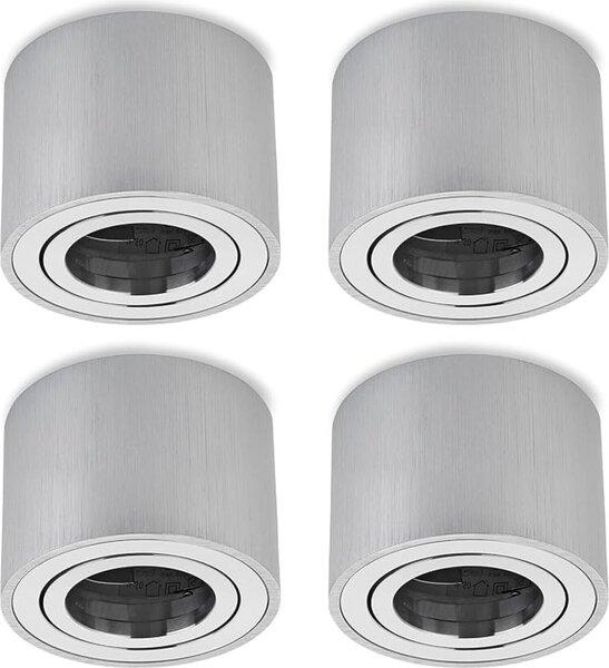 Faretto a superficie LED piatto 50mm alluminio 4x faretti a superficie girevoli Ø 80mm alluminio rotondo