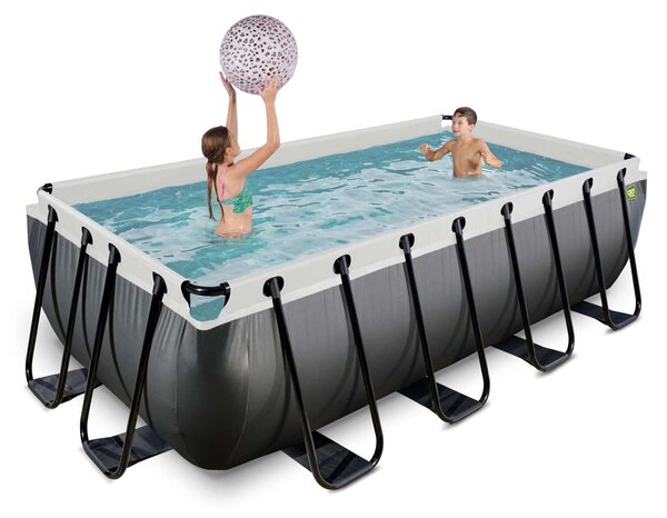 EXIT Black Leather Piscina fuori terra 400x200x100 cm, piscina fuori terra, con pompa di filtraggio, rettangolare, nera