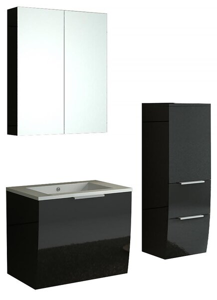 Set da bagno RORSCHACH nero, 3 pezzi: lavabo, armadio a specchio e pensile