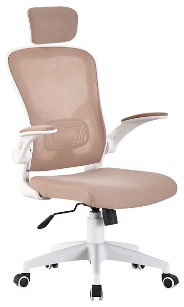 Sedia da ufficio ergonomica, sedia girevole, sedia da scrivania in tessuto a rete, sedia da ufficio, colore: bianco / tortora