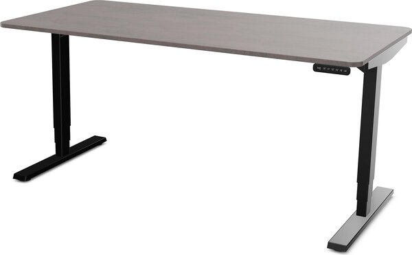 Scrivania ASSMANN regolabile elettricamente in altezza Y-Line Curved in cemento a vista nero antracite, 180x80cm, funzione memoria, motorizzazione a 2 vie