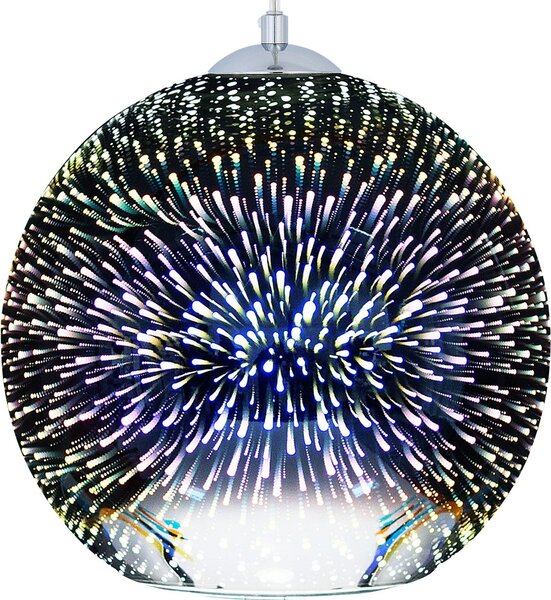 BELIANI Lampada a sospensione in vetro argento con paralume a sfera effetto fuochi d'artificio 3D Stile scandinavo per soggiorno sala da pranzo