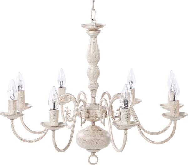 BELIANI Lampadario in ferro bianco crema e dorato con 8 fiamme in stile vintage glamour