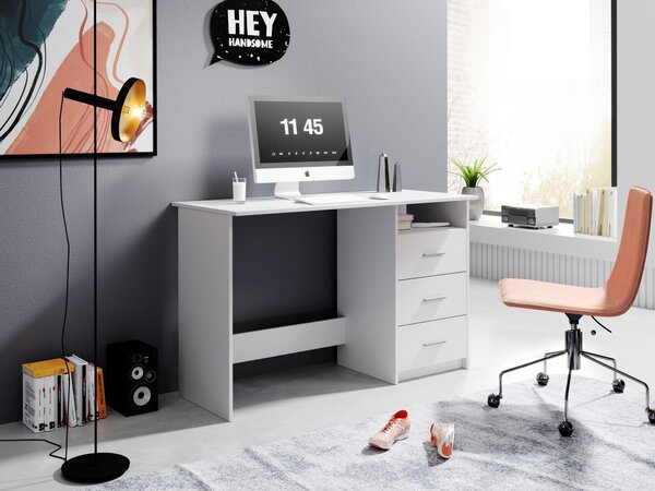 Scrivania >Mack< (L/A/P 123 x 76 x 50 cm) in bianco - 123x76x50cm (LxAxP)