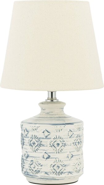 BELIANI Lampada da tavolo in Vetroceramica beige con paralume in tessuto da 35 cm e cavo a forma di vaso in stile retrò