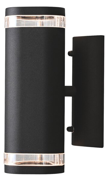 Konstsmide Modena Up&Down Applique Up&Down in alluminio laccato nero con vetro acrilico trasparente