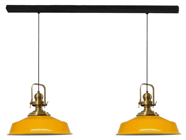 Lampada a sospensione Asletl Lampada a sospensione in metallo a 2 luci, E27, giallo Lampada vintage