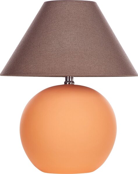 BELIANI Lampada da tavolo arancione in Vetroceramica bianca con paralume in tessuto 41 cm lampada da notte illuminazione per soggiorno camera da letto stile tradizionale