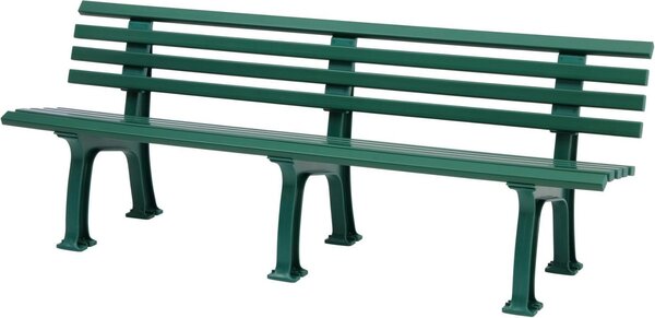 Panchina da giardino Antigua | 4 posti | Verde | HxLxP 74x200x54cm | Plastica resistente agli agenti atmosferici e ai raggi UV | Panchina da parco Panchina da esterno Balcone da giardino Terrazza