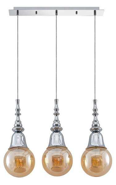 Lucande Gesja Pendellampe, 3-fl., lang, chrom