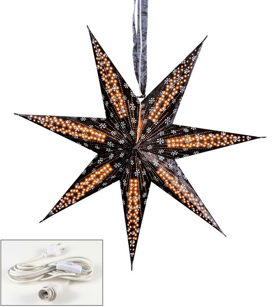 Stella illuminata nera a 7 punte stella di carta velluto decorazione stella di Natale lampada stella