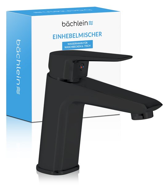 Rubinetto da bagno Bächlein dal look classico, miscelatore monocomando con cartuccia in Vetroceramica di lunga durata, 2 tubi di collegamento e chiave di montaggio, miscelatore da bagno nero opaco