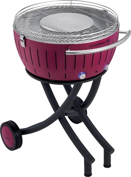LotusGrill XXL (G600) barbecue da giardino da 21,8 kg, viola prugna con connessione USB