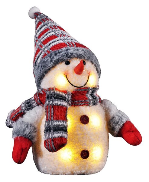 Bambelaa! LED Pupazzo di neve Decorazione di Natale Indoor Illuminato 26 cm Batteria Operato Luci di Natale Natale Rosso