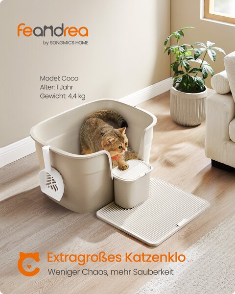 Lettaia extra large Feandrea, per gatti di grossa taglia, con pareti laterali alte, color beige cappuccino