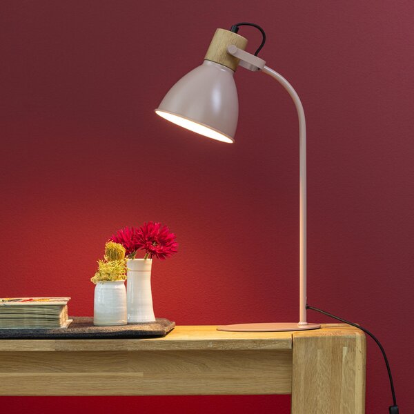 Lampada da tavolo, altezza 52 cm, E27, max. 40 W, orientabile, metallo/legno