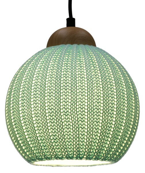 Plafoniera moderna in cotone lavorato a maglia - Kitami Turquoise, 22*20*20 cm, Plafoniere classiche e moderne