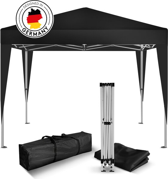 Gazebo pieghevole Kronenburg 2x2 m - Impermeabile, protezione UV 50+, senza pareti laterali, nero