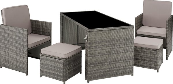 Set da giardino in rattan tectake - Polyrattan resistente ai raggi UV, cuscini idrorepellenti
