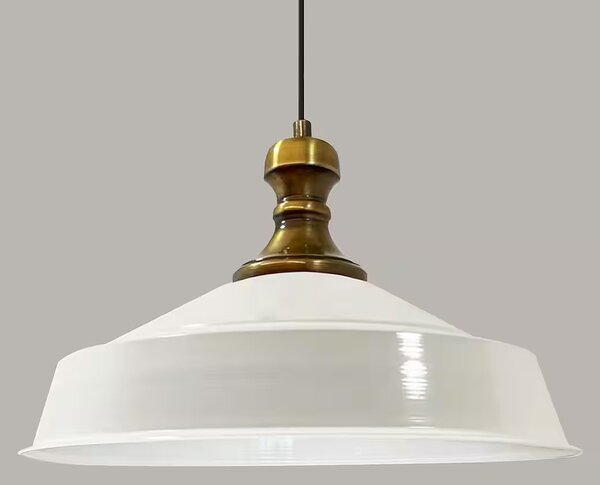 Lampada a sospensione in metallo Ø41 cm, bianco interno bianco, E27, lampada vintage