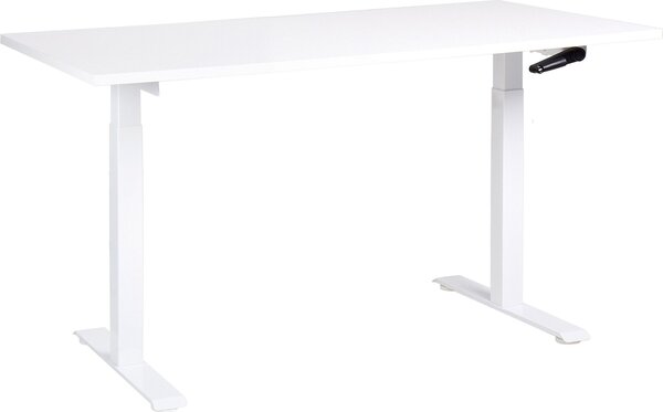 BELIANI Scrivania regolabile in altezza bianca struttura in acciaio bianco 160 x 72 cm regolazione manuale in altezza scrivania moderna per ufficio