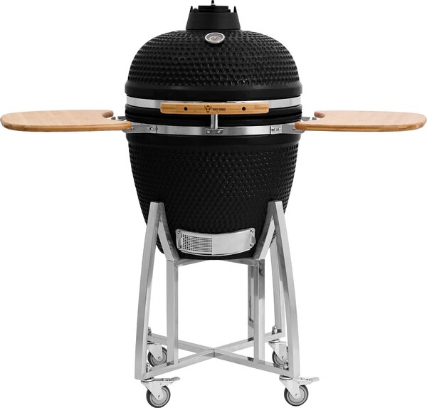 BBQ-Toro Kamado Grill a carbonella "KURO" Ø 52 cm, nero, griglia in Vetroceramica con ripiano, termometro