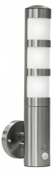 Lampada da parete in acciaio inox di design Grafner con rilevatore di movimento e 1x presa E27, lampada da parete per esterni IP44, luce accogliente, per esterni e interni, lampade da parete lampada da cortile per esterni PIR