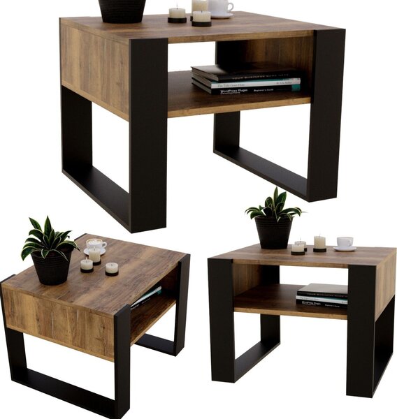 Tavolino da divano, realizzato in materiale composito di legno, forma rettangolare, stabile, colore noce, dimensioni 45 x 53,6 x 65 cm