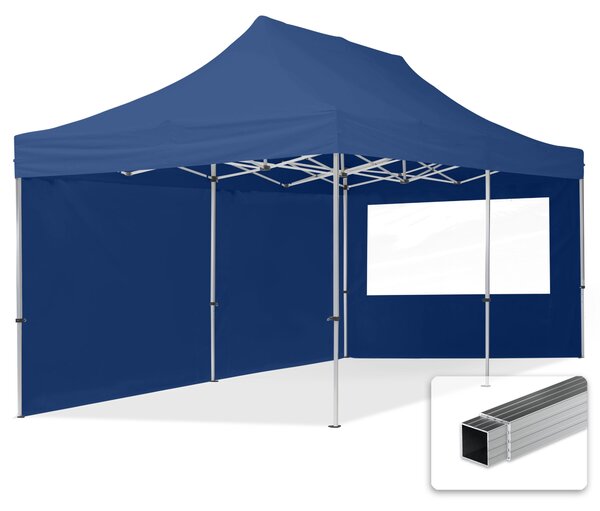 TOOLPORT 3x6m gazebo pieghevole con laterali (finestre panoramiche), ECONOMY alluminio, blu scuro