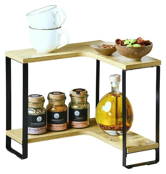 Scaffale angolare per la cucina, con 2 ripiani, ideale per soluzioni di stoccaggio creative