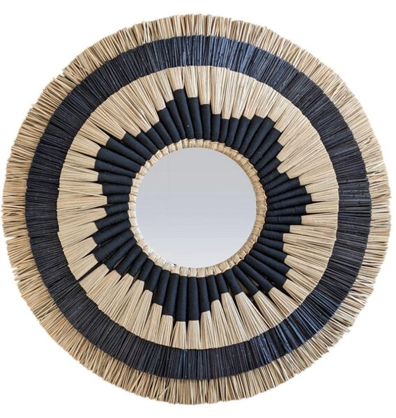 Specchio rotondo, diametro 60 cm - Vimini nero naturale