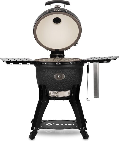 Barbecue Toro Kamado Grill "Yoru" Ø 62 cm Barbecue a carbonella Barbecue in Vetroceramica con termometro, ruote, nero opaco