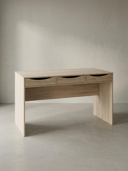 Scrivania in rovere Sonoma con cassetti - Pannello pratico, spazio di archiviazione, pannelli laterali robusti, cuscinetti antiscivolo. 120x55x75 cm | Kadima Design