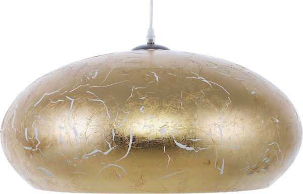 BELIANI Lampada a sospensione in metallo dorato con paralume rotondo in foglia d'oro dall'aspetto moderno