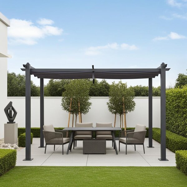 Gazebo da giardino 3x4m Luxor alluminio antracite protezione UV protezione idrorepellente protezione solare per patio giardino ombra tenda da giardino