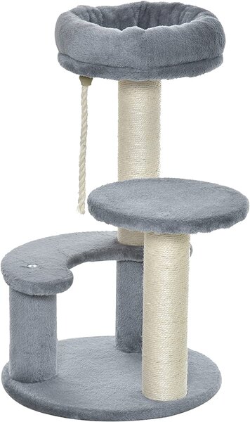 Pawhut PawHut albero per gatti albero da arrampicata albero da gioco letto per gatti tiragraffi grigio D30-202